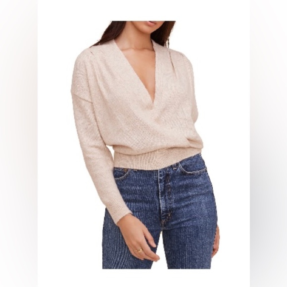 ASTR The Label Pleated Wrap Front Sweater